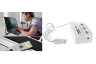 zľava USB rozbočovač a čítačka kariet v jednom