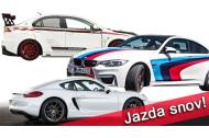 zľava Adrenalínová jazda na Porsche Cayman, BMW M4 Performance alebo Mitsubishi EVO X v dĺžke 32 km neďaleko Bratislavy