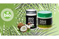 zľava Bio kokosový olej Extra Virgin a kosher zelený jačmeň - 100 % extrakt šťavy z mladých lístkov s certifikátmi kvality